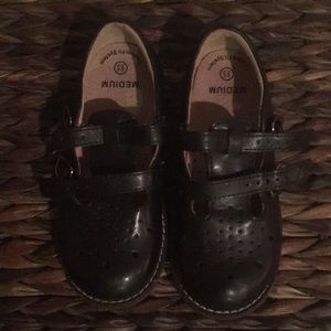 Footmates, black leather, 9.5 M toddler girl